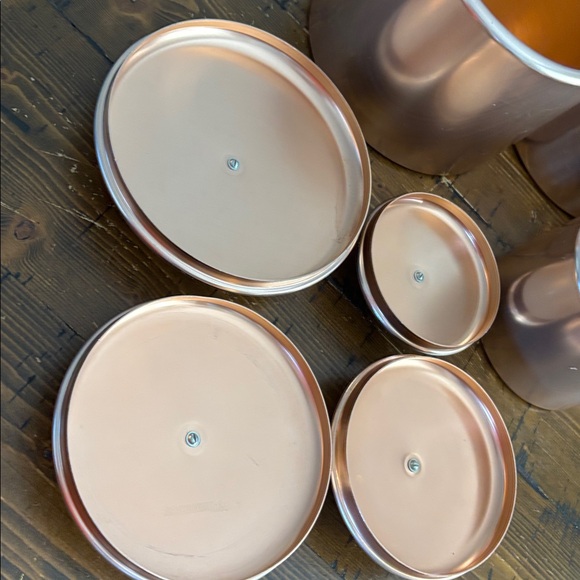Vintage Copper Canister Set with Wooden Lids - Picture 3 of 5